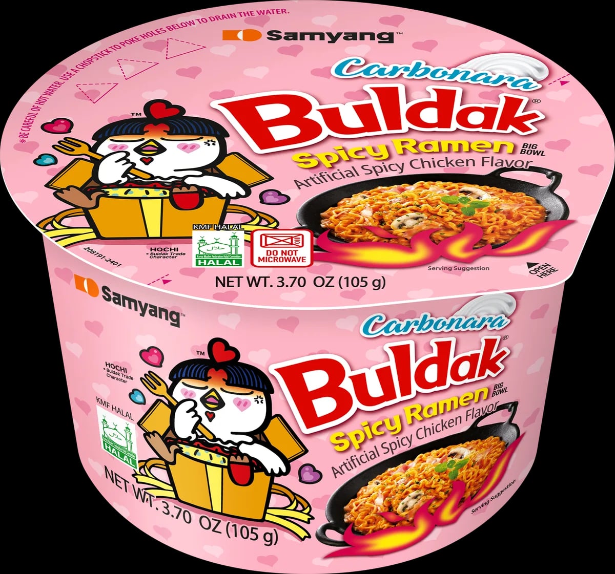 Buldak Carbonara Hot Chicken Flavour Ramen Big Bowl 105 g packaging