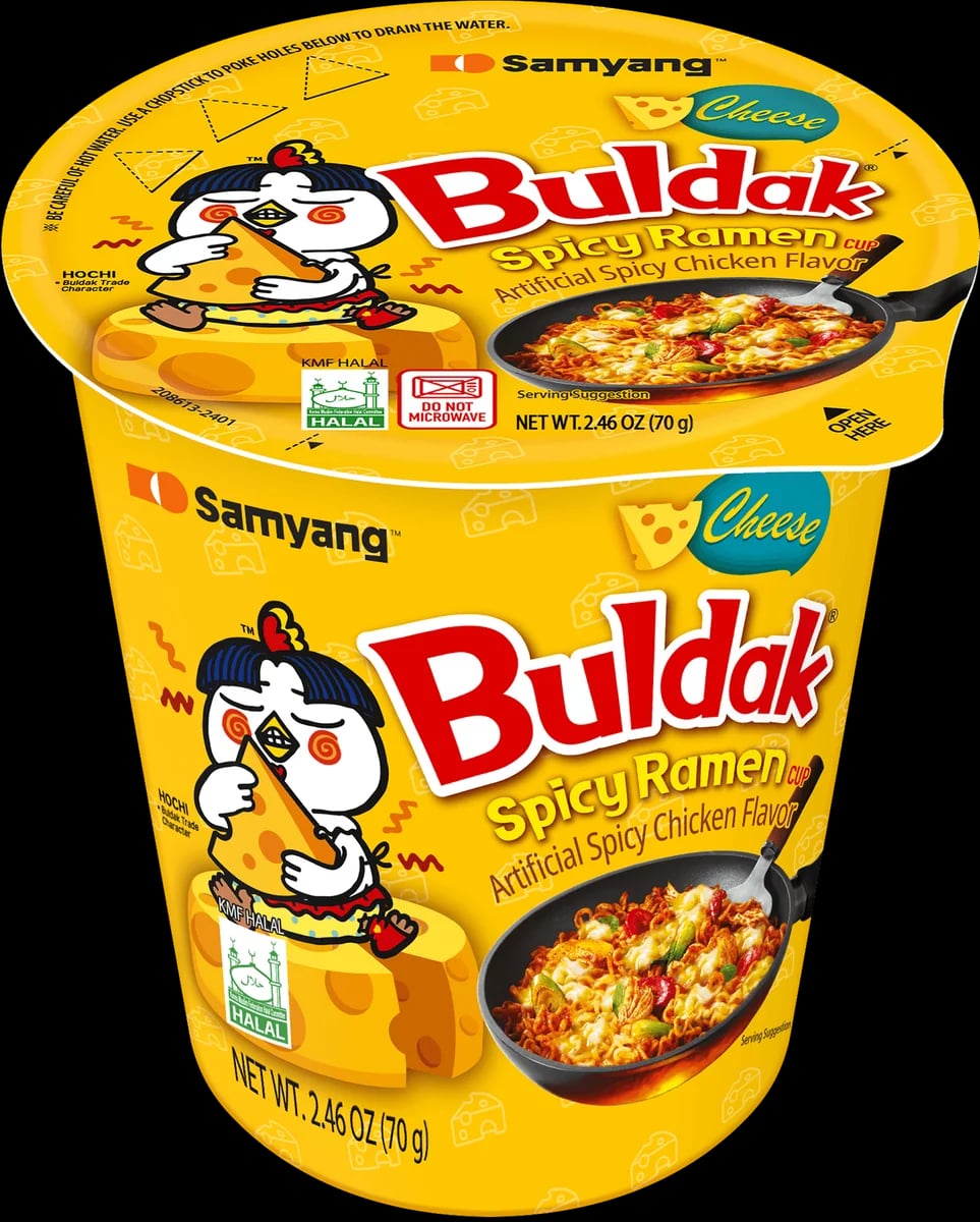 Buldak Cheese Hot Chicken Flavour Ramen Cup 70 g packaging